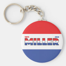 Vote Miller 2010 Elections Red White and Blue Keychain