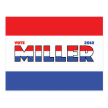 Vote Miller 2010 Elections Red White and Blue Post Cards