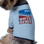 Vote Newt 2012 Pet T Shirt