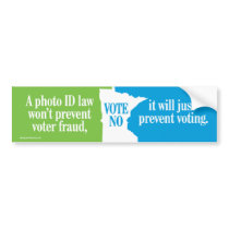 Vote No on Voter ID Law Minnesota Bumper Sticker