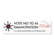 VOTE NO TO AI EMANCIPATION bumper stickers