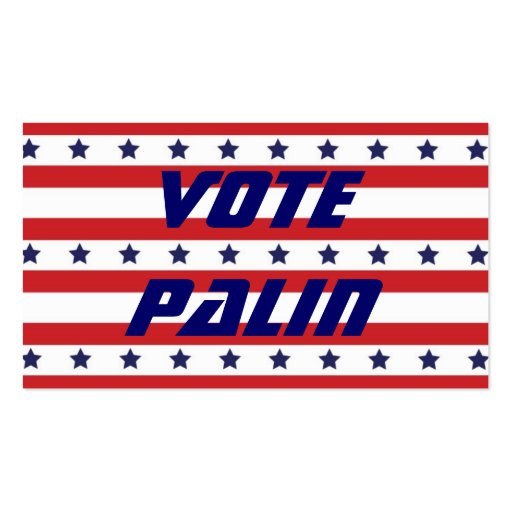Vote Palin Business Size Card Business Cards (front side)