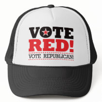 Vote Red! Vote Republican! hats by visualnewbie Vote Red! Vote Republican! hats