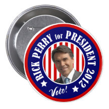 Vote Rick Perry for President 2012 Pinback Buttons
