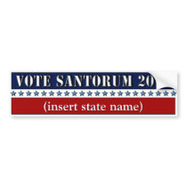 Vote Santorum 2012 customizable state bumper stick Bumper Sticker