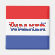 Vote Walker 2010 Elections Red White and Blue Fridge Magnet