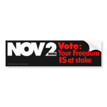 Vote: Your Freedom IS at stake bumper stickers