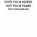 VOTE YOUR HOPESNOT YOUR FEARS, WWW.VOTENADER.ORG t-shirts