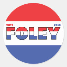 Voto Foley 2010 elecciones blanco y azul rojos Pegatina Redonda