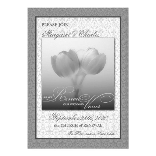 Vow Renewal Ceremony Invitation Silver Tulips