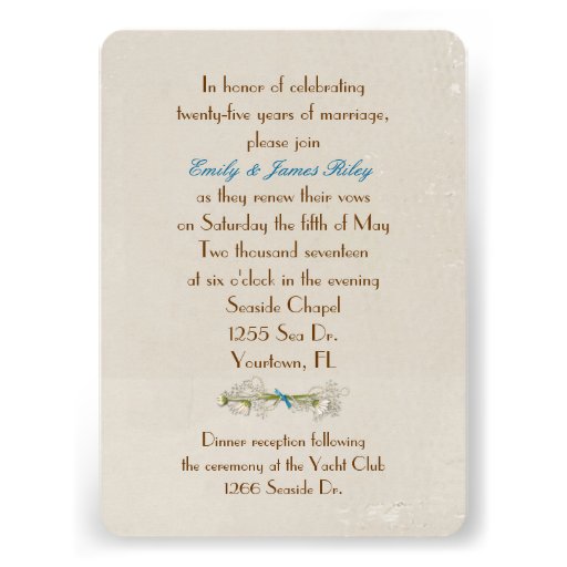 Vow Renewal for 25th Anniversary Announcements