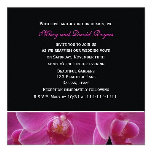 Vow Renewal Invitation -- Orchids