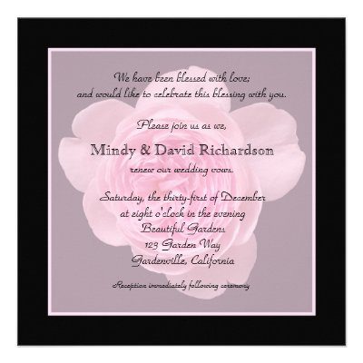 Vow Renewal Invitation -- Pink Rose Vow Renewal
