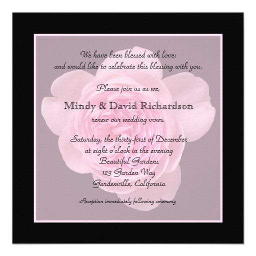 Vow Renewal Invitation -- Pink Rose Vow Renewal