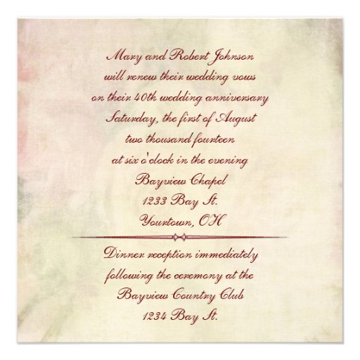 Vow Renewal on Wedding Anniversary Invite
