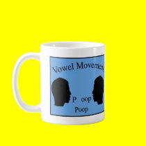 Vowel Movement - Blue mugs by funoriginals Vowel Movement - Blue mugs