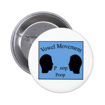 Vowel Movement - Blue Pinback Buttons