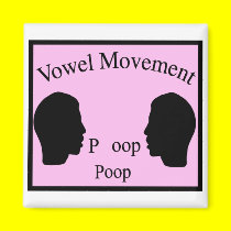 Vowel Movement - Pink magnets by funoriginals Vowel Movement - Pink magnets