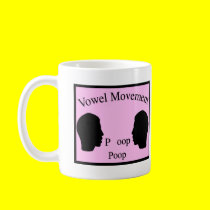 Vowel Movement - Pink mugs by funoriginals Vowel Movement - Pink mugs