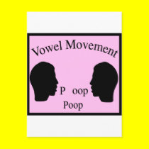 Vowel Movement - Pink postcards by funoriginals Vowel Movement - Pink postcards
