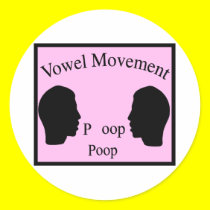 Vowel Movement - Pink stickers by funoriginals Vowel Movement - Pink stickers