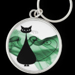 VoxKitty Black Cat on Green Wave keychains