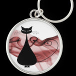 VoxKitty Black Cat on Red Wave keychains