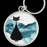 VoxKitty Black Cat on Wave of Blue keychains