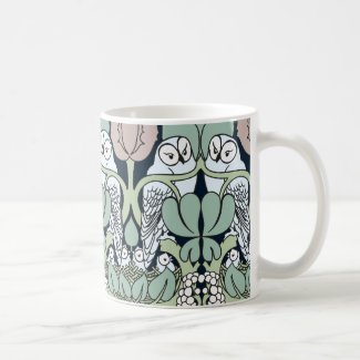 Voysey Art Nouveau Owl Nest Pattern Coffee Mug