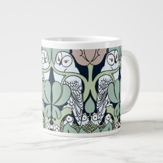 Voysey Art Nouveau Owl Nest Pattern Jumbo Mug