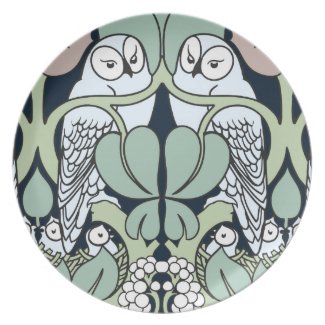 Voysey Art Nouveau Owl Nest Pattern Plate