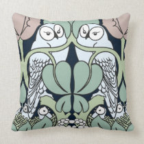 Voysey Art Nouveau Owls Nest Pattern Throw Pillow pillows