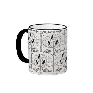 Voysey Rook and Holly Pattern Christmas Coffee Mug