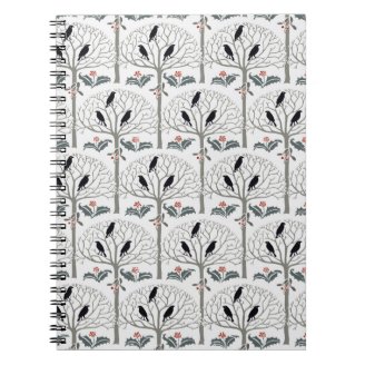 Voysey Rook and Holly Pattern Christmas Journal Notebooks
