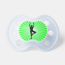 Vrksasana Pose; Neon Green Pacifiers