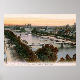 Vue sur la Seine, Paris, France Vintage print