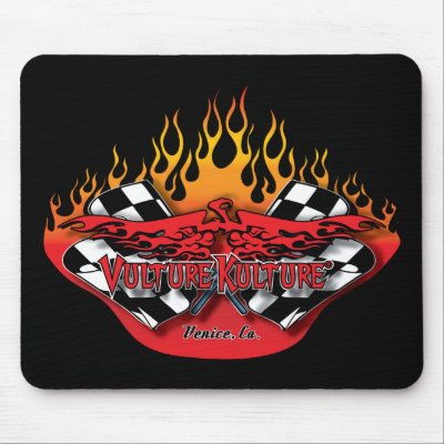Vulture Kulture® Logo Mousepad -Flames &amp; Flags by vulture_kulture