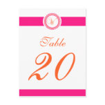 W Dot Circle Monogram Table Number (Pink/Orange) postcards