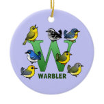 W is for Warbler Circle Ornament