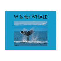 "W" is for Whale Alphabet Flashcard postcards by Regella "W" is for Whale Alphabet Flashcard postcards
