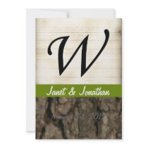 W Monogram Dark Bark 1 Painterly Personalized Invitations