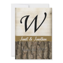W Monogram Dark Bark 2 Painterly Invitations