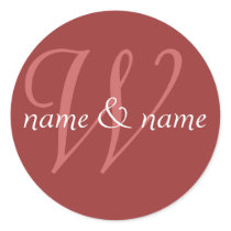 "W" monogram label, personalize first names stickers