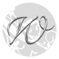 W Monogram Letter Wedding Envelope Seal Sticker