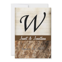 W Monogram Parchment and Dark Bark Personalized Invitation