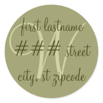"W" monogram return address label - personalize stickers