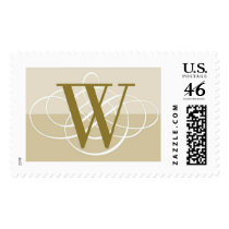 W Two Toned Classic Wedding Monogram Postage
