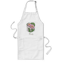 W Water Lily Flower Monogram aprons
