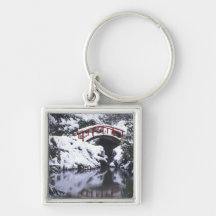 WA, Seattle, Moon bridge and pond after winter 2 Keychain