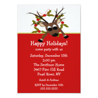 Wacky Reindeer Happy Holiday Party Invitation